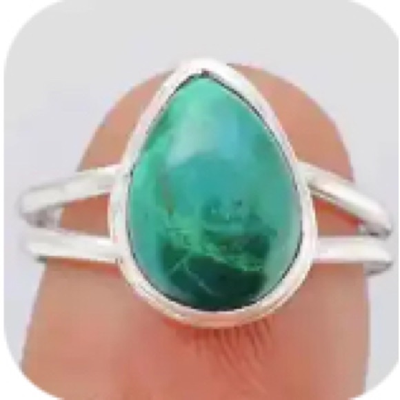 Genuine Azurite Chrysocolla Gemstone ring size 7 - Picture 2 of 5